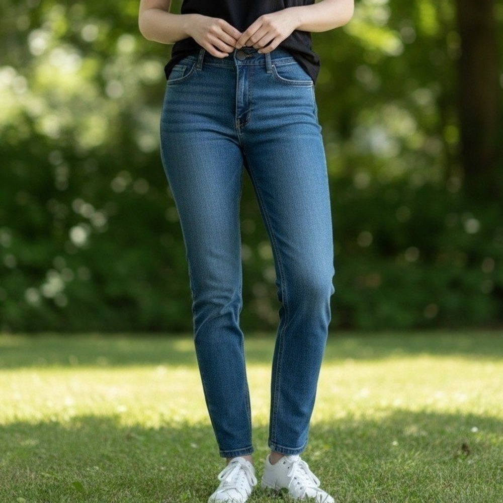 Jolt Womens Dark Wash Skinny Jeans Elastic Waist Stretch Denim Size 5/27